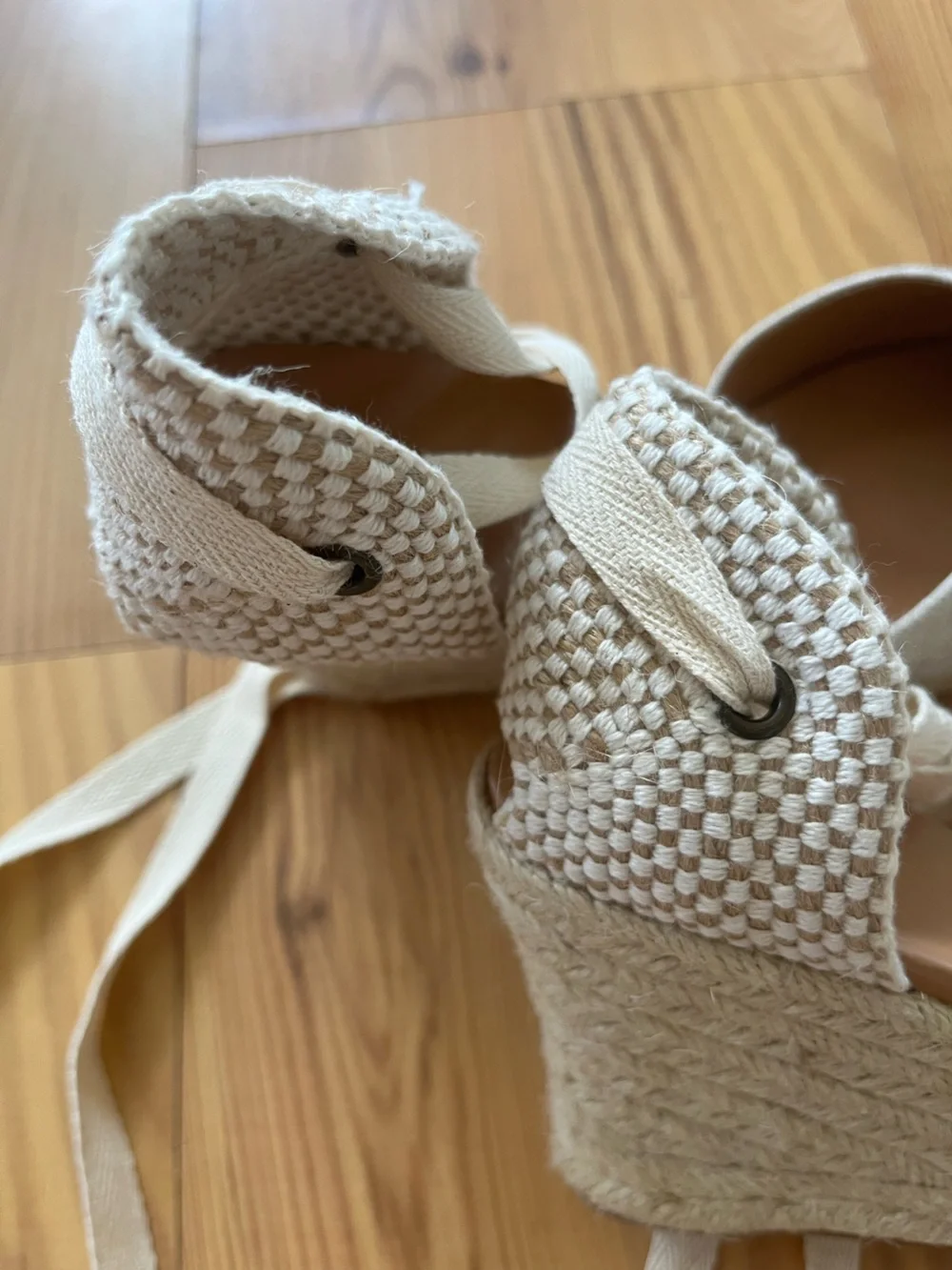J. Crew Cream Espadrille Tie-Ankle Flats